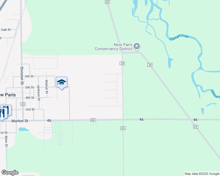 map of restaurants, bars, coffee shops, grocery stores, and more near 18312 Saker Court in New Paris