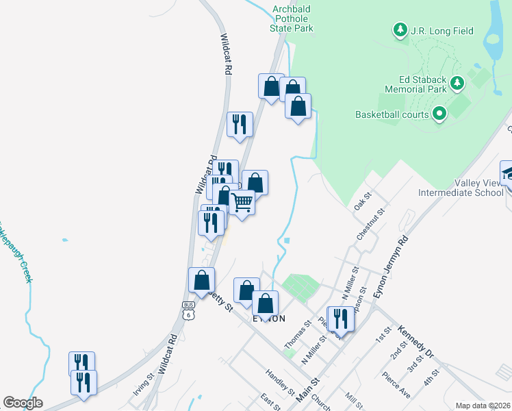 map of restaurants, bars, coffee shops, grocery stores, and more near 600 Scranton Carbondale Highway in Archbald