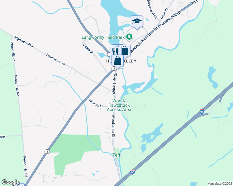 map of restaurants, bars, coffee shops, grocery stores, and more near 15 Mechanic Street in Hopkinton