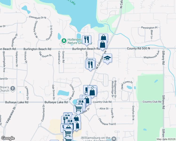map of restaurants, bars, coffee shops, grocery stores, and more near 4001-4199 Charles Street in Valparaiso