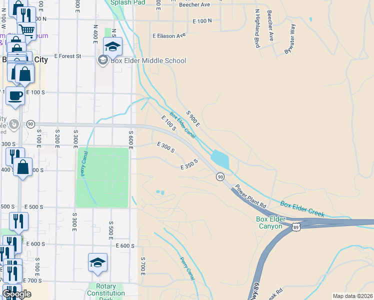 map of restaurants, bars, coffee shops, grocery stores, and more near 914 East 200 South in Brigham City