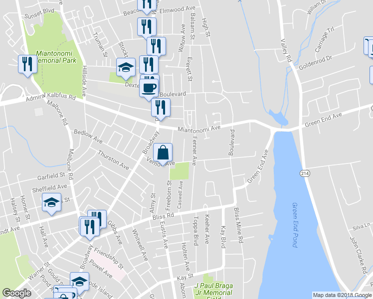 map of restaurants, bars, coffee shops, grocery stores, and more near 27 Livingston Place in Middletown