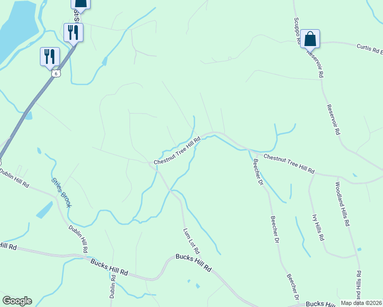 map of restaurants, bars, coffee shops, grocery stores, and more near 390 Chestnut Tree Hill Road in Southbury