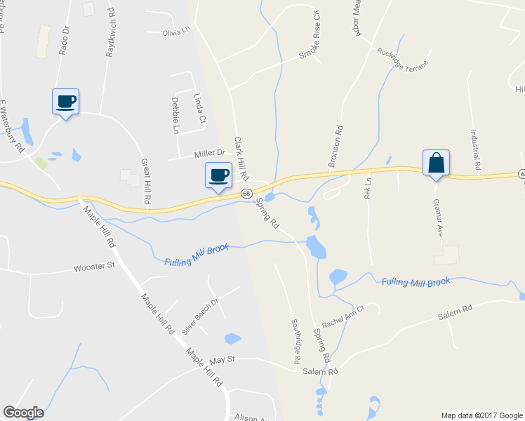 map of restaurants, bars, coffee shops, grocery stores, and more near 10 Spring Road in Prospect