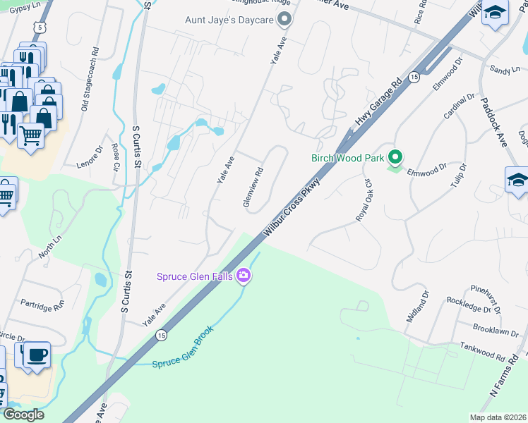 map of restaurants, bars, coffee shops, grocery stores, and more near 216 Greenbriar Road in Meriden