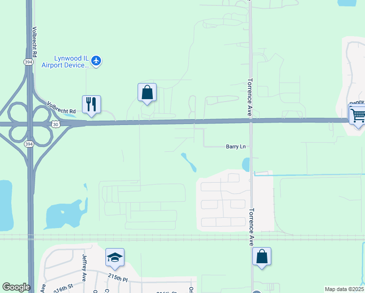 map of restaurants, bars, coffee shops, grocery stores, and more near 2230 Poplar Lane in Sauk Village