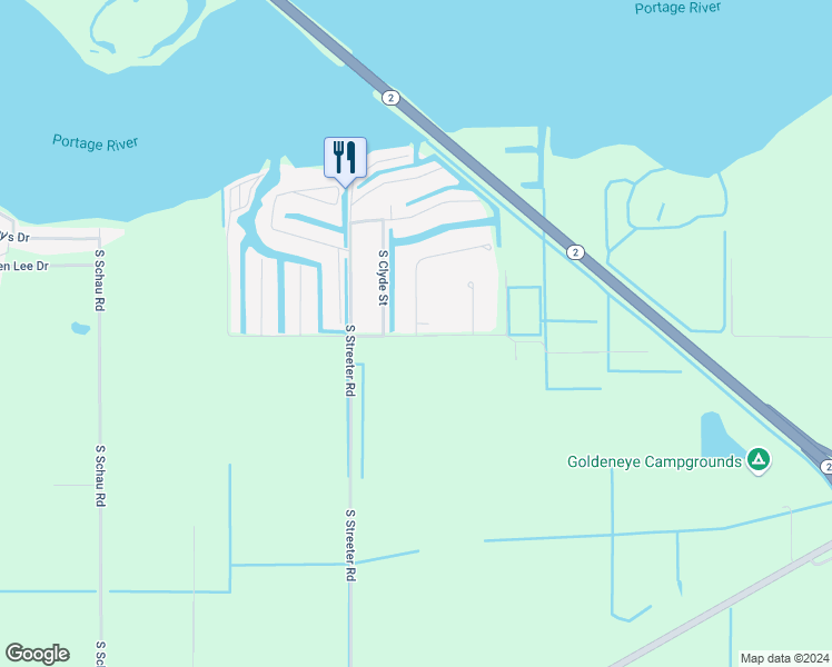 map of restaurants, bars, coffee shops, grocery stores, and more near 850 South Toledo Street in Port Clinton