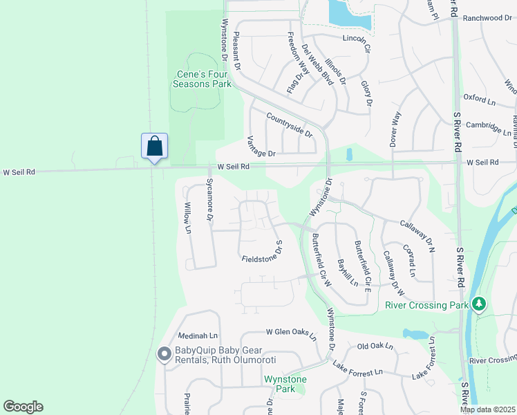 map of restaurants, bars, coffee shops, grocery stores, and more near 1678 Fieldstone Drive North in Shorewood