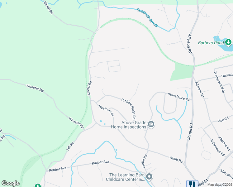 map of restaurants, bars, coffee shops, grocery stores, and more near 157 Graham Ridge Road in Naugatuck