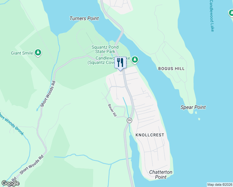 map of restaurants, bars, coffee shops, grocery stores, and more near Park Road in New Fairfield