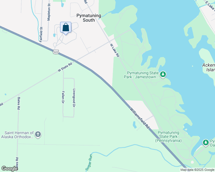 map of restaurants, bars, coffee shops, grocery stores, and more near in Jamestown