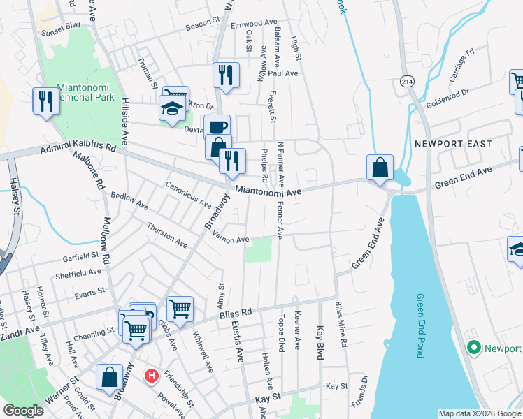 map of restaurants, bars, coffee shops, grocery stores, and more near 44 Livingston Place in Middletown