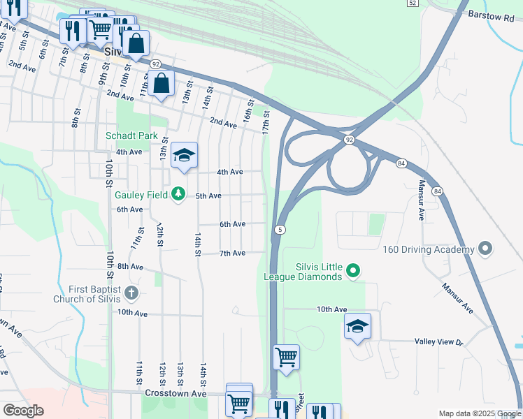map of restaurants, bars, coffee shops, grocery stores, and more near 514 17th Street in Silvis