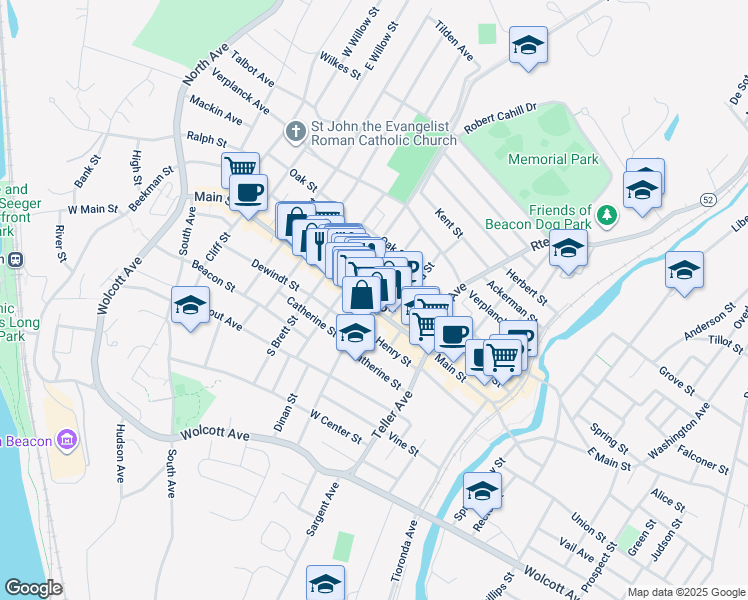 map of restaurants, bars, coffee shops, grocery stores, and more near in Beacon