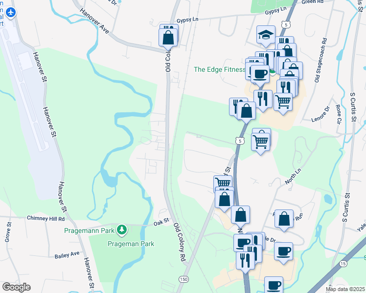 map of restaurants, bars, coffee shops, grocery stores, and more near 132 Stephen Barberino Way in Wallingford