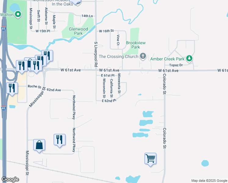 map of restaurants, bars, coffee shops, grocery stores, and more near 6243 California St in Hobart