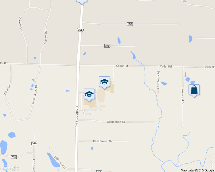 map of restaurants, bars, coffee shops, grocery stores, and more near 8611 Cedar Road in Chesterland