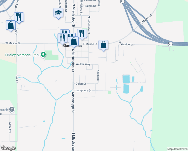 map of restaurants, bars, coffee shops, grocery stores, and more near 533 Danielle Court in Blue Grass