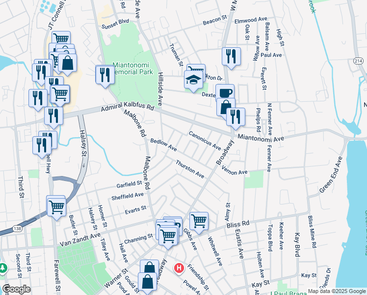 map of restaurants, bars, coffee shops, grocery stores, and more near 2 Blackwell Place in Newport