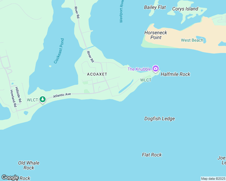 map of restaurants, bars, coffee shops, grocery stores, and more near 58 Acoaxet Road in Westport