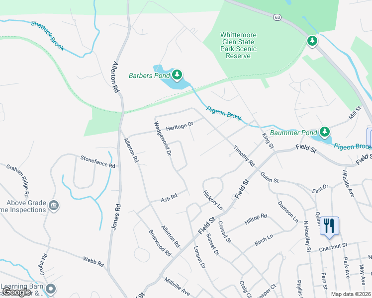map of restaurants, bars, coffee shops, grocery stores, and more near 51 Tanglewood Lane in Naugatuck