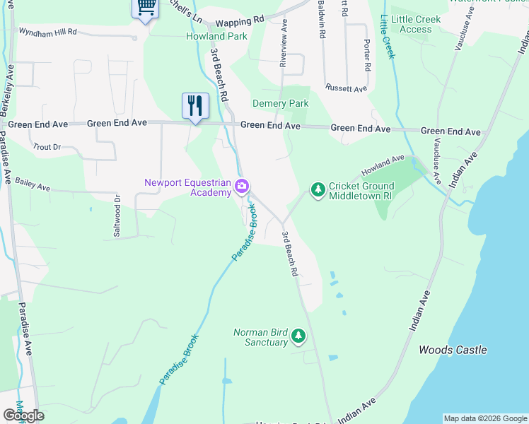 map of restaurants, bars, coffee shops, grocery stores, and more near 2 Cordeiro Terrace in Middletown