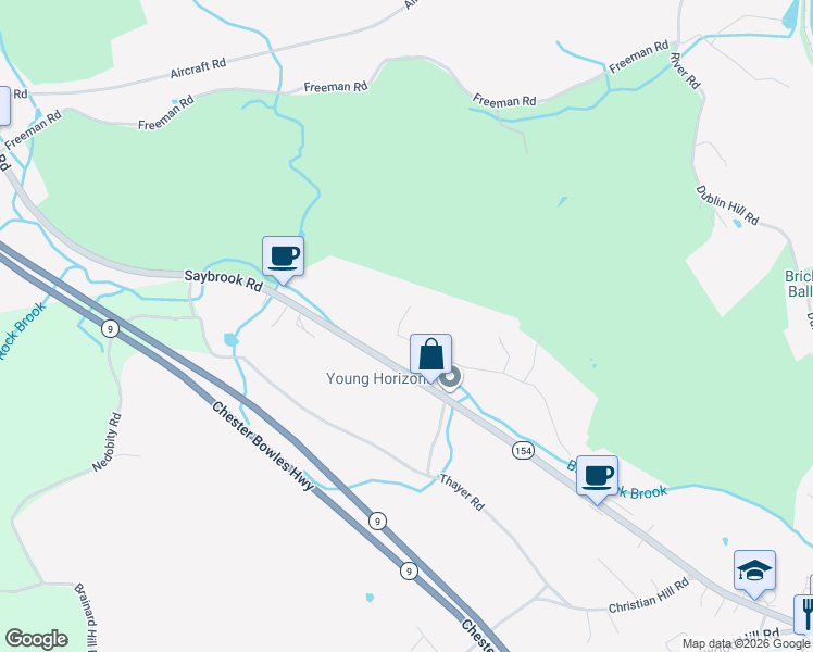 map of restaurants, bars, coffee shops, grocery stores, and more near 92 Saybrook Road in Haddam