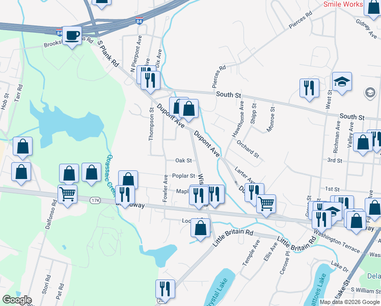 map of restaurants, bars, coffee shops, grocery stores, and more near 151 Wisner Avenue in Newburgh