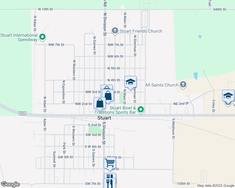 map of restaurants, bars, coffee shops, grocery stores, and more near 312 North Fremont Street in Stuart