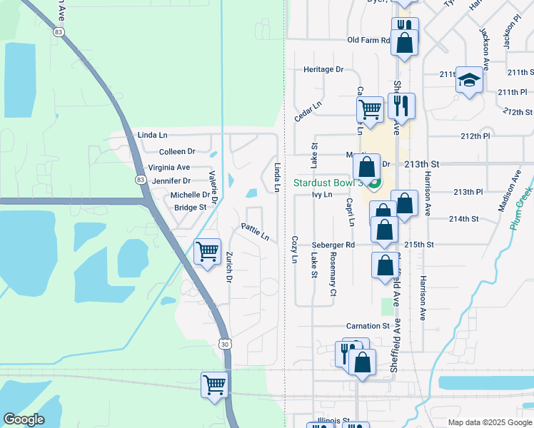 map of restaurants, bars, coffee shops, grocery stores, and more near 331 Lisa Lane in Lynwood