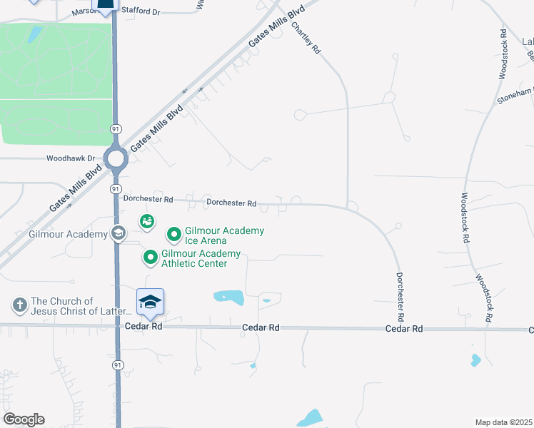 map of restaurants, bars, coffee shops, grocery stores, and more near 35050 Dorchester Road in Gates Mills