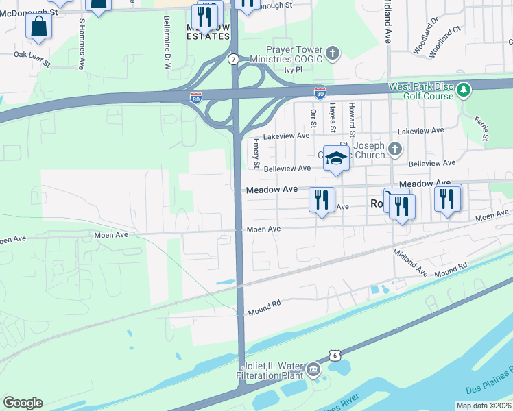 map of restaurants, bars, coffee shops, grocery stores, and more near 1021 Otis Avenue in Rockdale