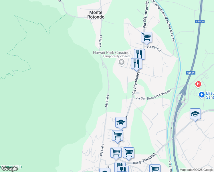 map of restaurants, bars, coffee shops, grocery stores, and more near 47 Via Caira in Provincia di Frosinone