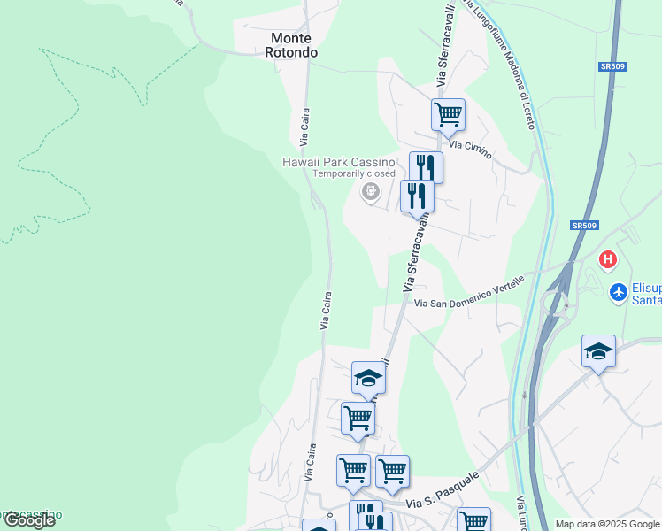 map of restaurants, bars, coffee shops, grocery stores, and more near 47 Via Caira in Provincia di Frosinone