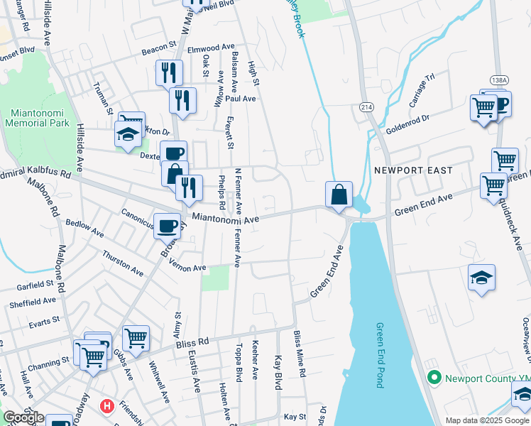 map of restaurants, bars, coffee shops, grocery stores, and more near 1 Ichabod Lane in Middletown
