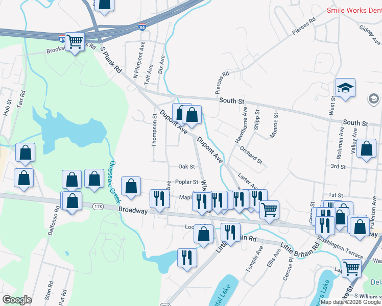 map of restaurants, bars, coffee shops, grocery stores, and more near 151 Wisner Avenue in Newburgh