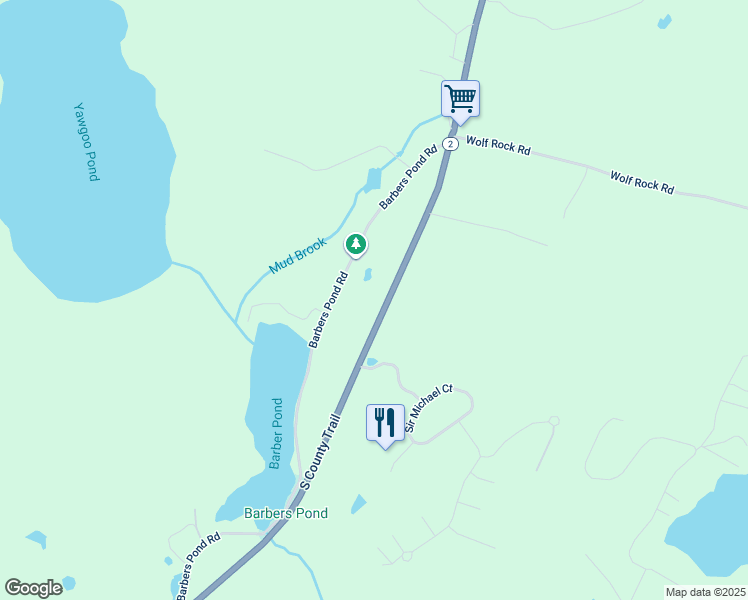 map of restaurants, bars, coffee shops, grocery stores, and more near 1979 South County Trail in South Kingstown
