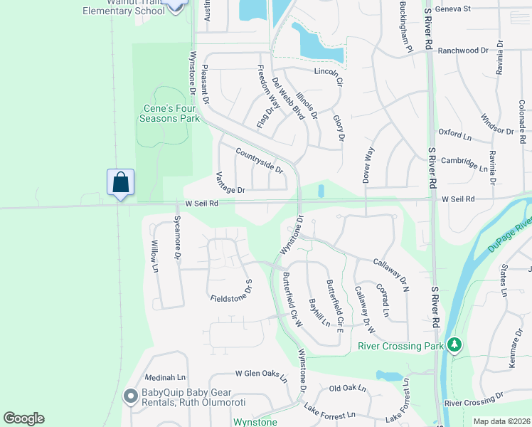 map of restaurants, bars, coffee shops, grocery stores, and more near 25223 West Seil Road in Joliet