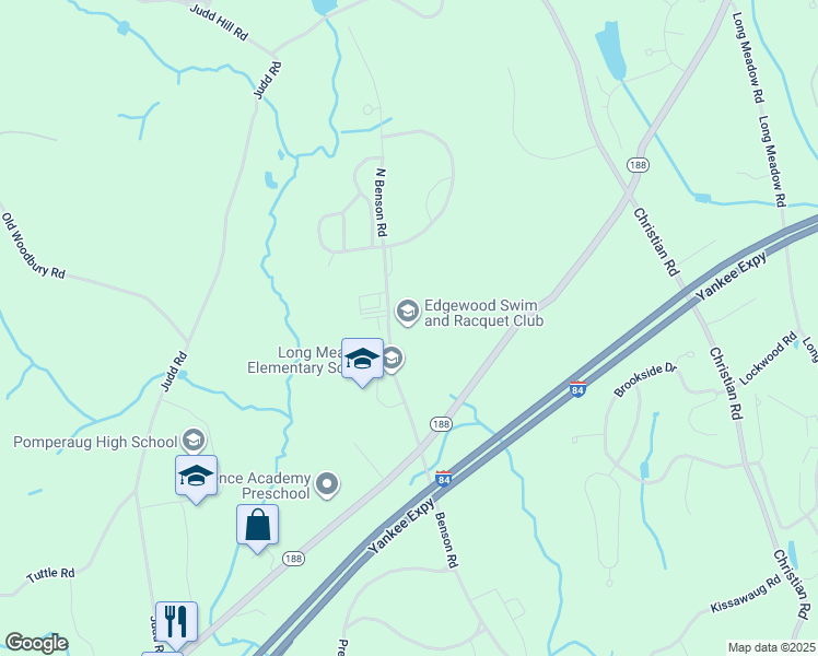 map of restaurants, bars, coffee shops, grocery stores, and more near 100 North Benson Road in Middlebury