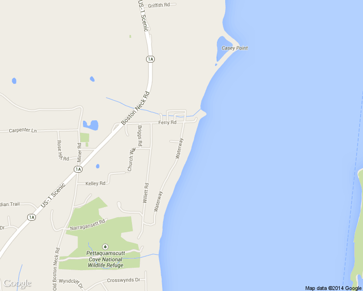 map of restaurants, bars, coffee shops, grocery stores, and more near 56 Waterway in North Kingstown