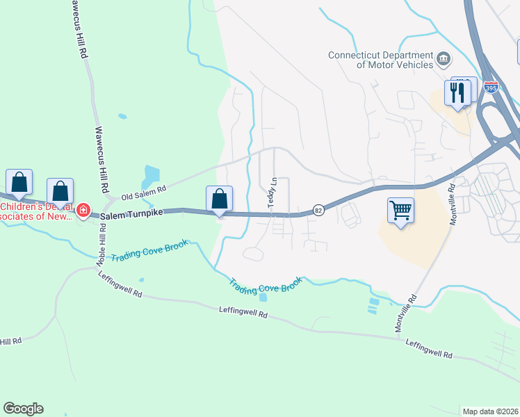 map of restaurants, bars, coffee shops, grocery stores, and more near 327 Salem Turnpike in Norwich