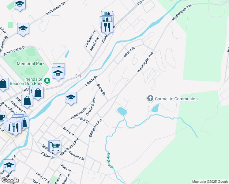 map of restaurants, bars, coffee shops, grocery stores, and more near 26 Wesley Ave in Beacon