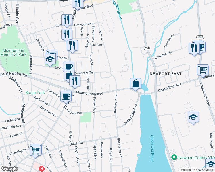 map of restaurants, bars, coffee shops, grocery stores, and more near 1 Ichabod Lane in Middletown