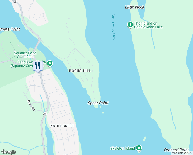 map of restaurants, bars, coffee shops, grocery stores, and more near 65 Bogus Hill Road in New Fairfield