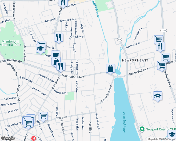 map of restaurants, bars, coffee shops, grocery stores, and more near 1 Ichabod Lane in Middletown