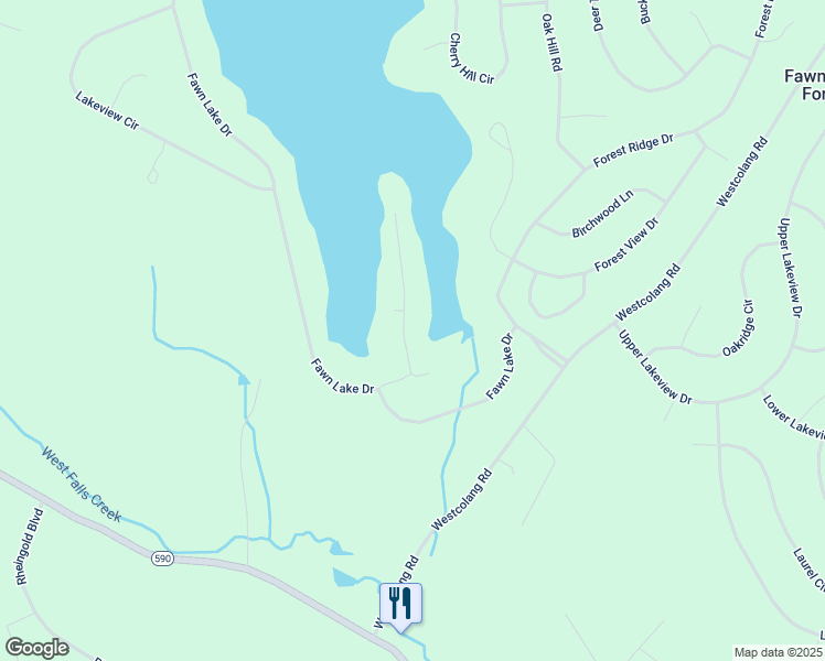 map of restaurants, bars, coffee shops, grocery stores, and more near 113 Hemlock Point Court in Hawley