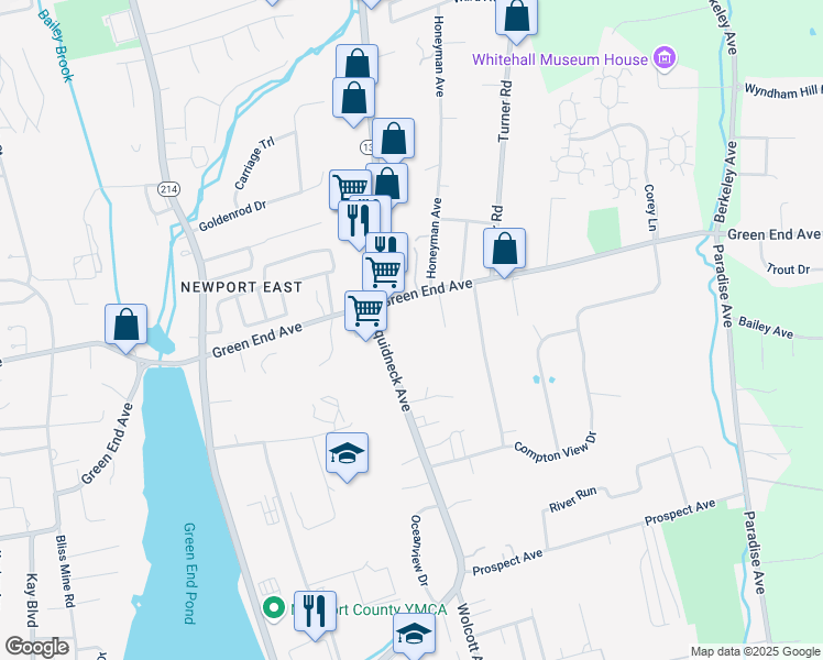 map of restaurants, bars, coffee shops, grocery stores, and more near 683 Aquidneck Avenue in Middletown