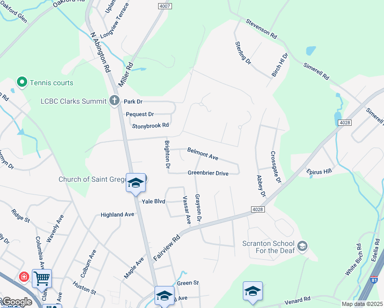 map of restaurants, bars, coffee shops, grocery stores, and more near 110 Belmont Ave in Clarks Green