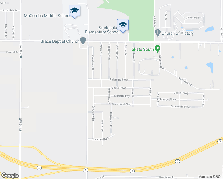 map of restaurants, bars, coffee shops, grocery stores, and more near 8135 Ridgeview Drive in Des Moines