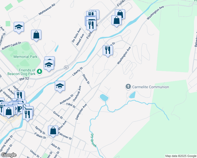 map of restaurants, bars, coffee shops, grocery stores, and more near 26 Wesley Avenue in Beacon